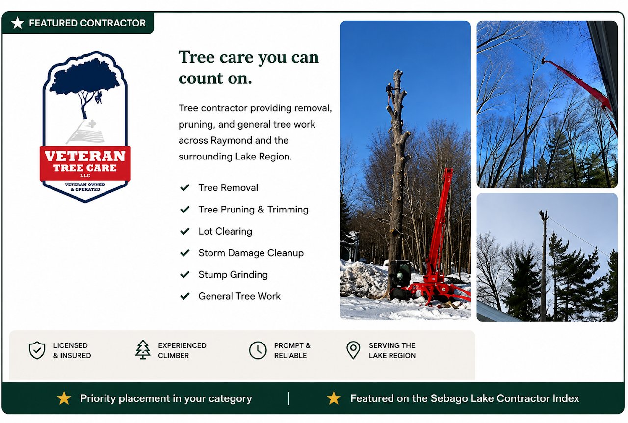 Veteran Tree Care LLC — Raymond, ME — Tree removal, pruning, lot clearing, storm cleanup, stump grinding — Veteran owned and operated